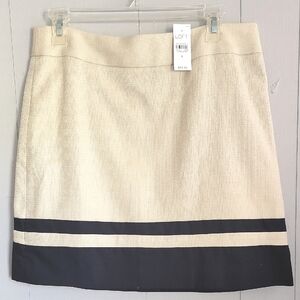 NWT Ann Taylor LOFT Cream With Dark Blue Stripe Skirt